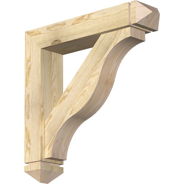 Ekena Millwork Funston Arts and Crafts Rough Sawn Bracket w/ Offset Brace, Douglas Fir, 6"W x 28"D x 28"H BKT0604X28X28FST03RDF - main